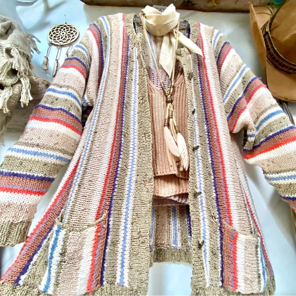 Vintage Multicolor Striped Cardigan